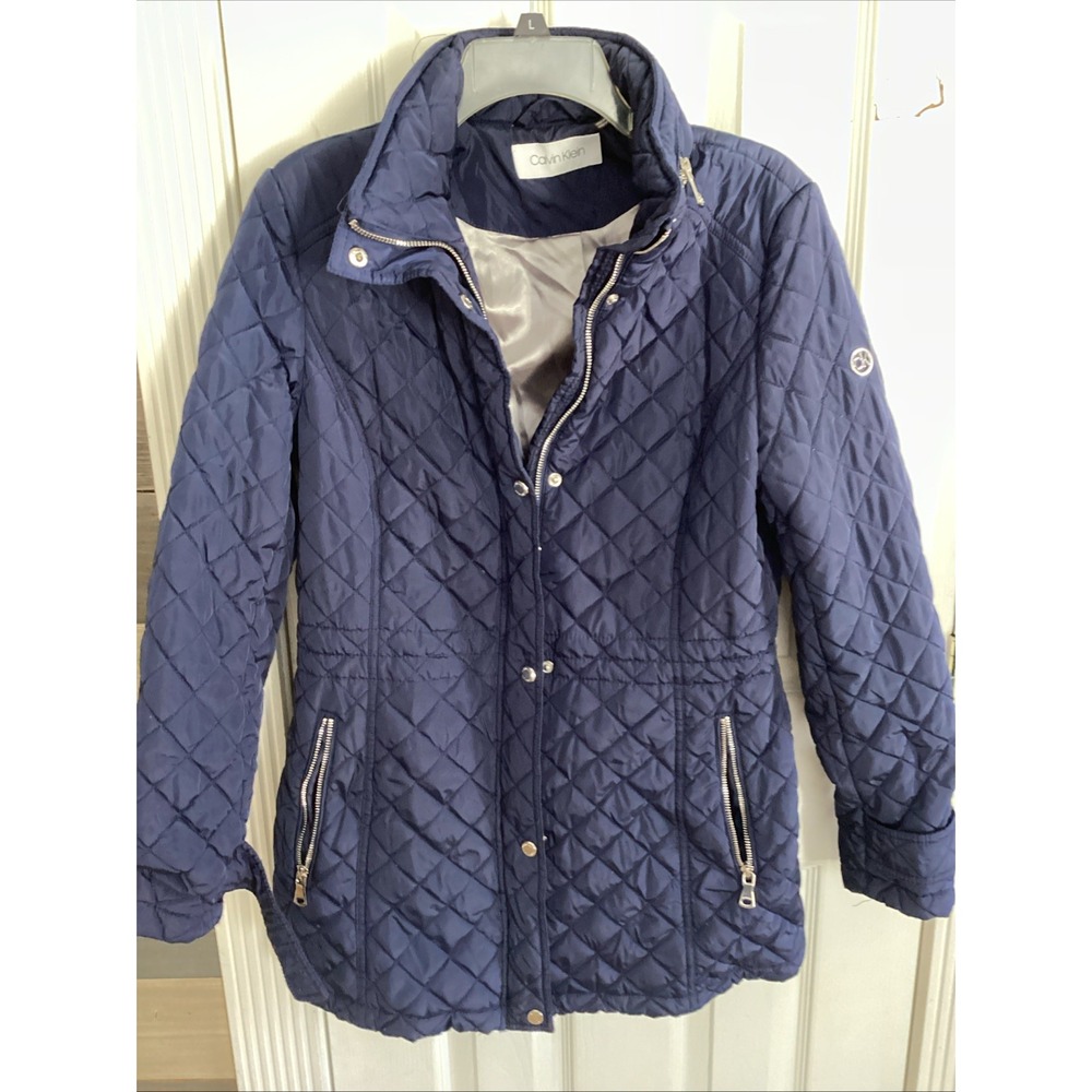 Calvin Klein Ladies Blue Quilted Jacket Size Med‎